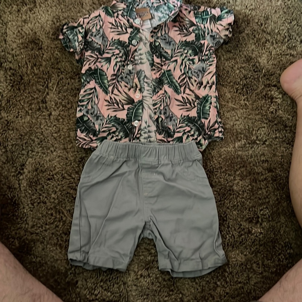 Button down front short sleeve with shorts